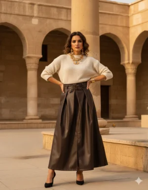 Vivica Signature Pleated Skirt - Chocolate Brown