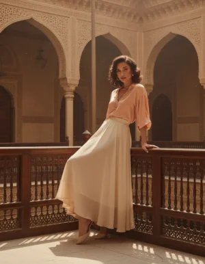 Alternative view of Chiffon Midi Skirt - Light Beige