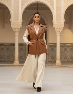 Luxe Leather Vest - Camel