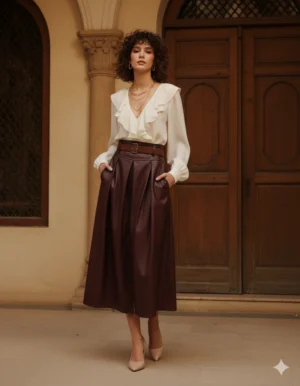 Vivica Signature Pleated Skirt - Burgundy