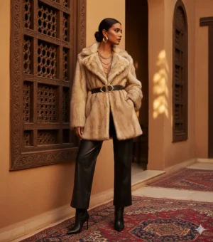 Oversized Fur Blazer – Camel Beige