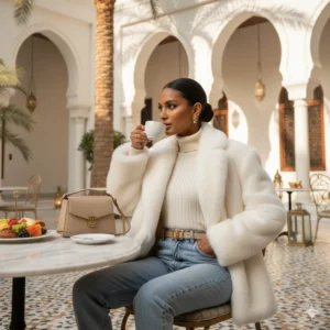 Alternative view of Oversized Fur Blazer – White