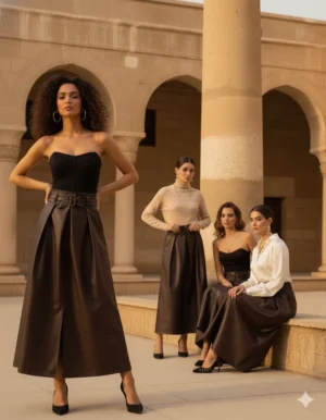 Alternative view of Vivica Signature Pleated Skirt - Chocolate Brown