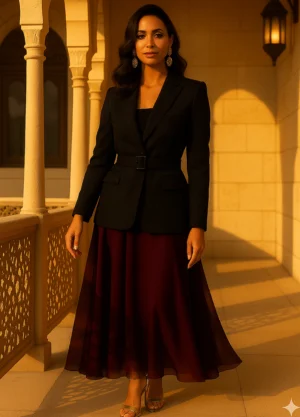 Alternative view of Chiffon Midi Skirt - Burgundy