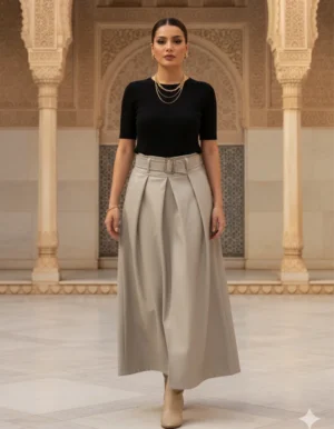 Vivica Signature Pleated Skirt - Light Grey