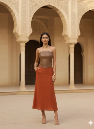 Classic Leather Corset - Camel