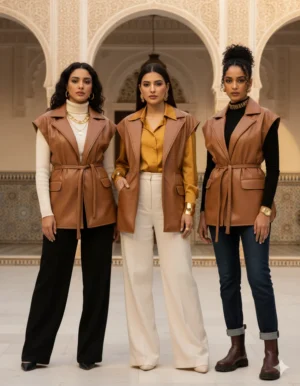 Alternative view of Luxe Leather Vest - Camel