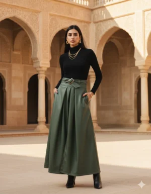 Vivica Signature Pleated Skirt - Olive Green