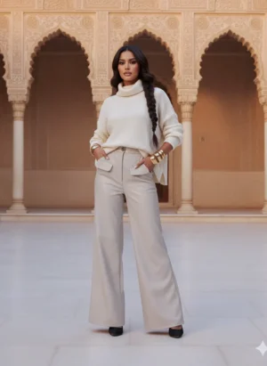 Classic Wide-Leg Pants - Light Grey