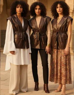 Alternative view of Luxe Leather Vest - Chocolate Brown