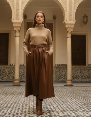 Vivica Signature Pleated Skirt - Camel