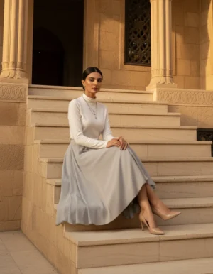 Alternative view of Chiffon Midi Skirt - Light Grey