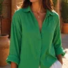Green Linen Relaxed Shirt