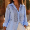 Sky Blue Cotton Embroidered Shirt